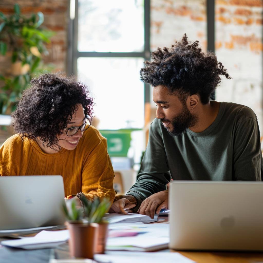 Two people working together for a nonprofit